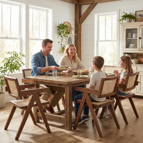 Miniatura 17 de Hyfirm Juego de 2 sillas de comedor de ratán negro, sillas de comedor de madera y caña de granja con asiento de bastón, sillones de cocina de ratán