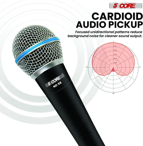 Miniatura 2 de 5 CORE Micrófono cardioide dinámico para canto de karaoke Micrófono profesional con cable XLR para escenario y estudio con imán de neodimio - ND 58
