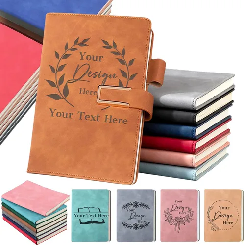 Miniatura 11 de Diario personalizado, cuaderno personalizado de piel sintética con diseño, 200 páginas rayadas, libro diario para estudiantes de negocios Estilo 1