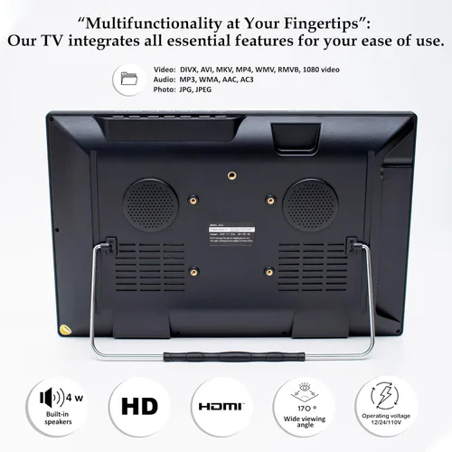 Miniatura 8 de TV de viaje de 16 pulgadas: tu mejor concentrador de entretenimiento portátil para automóvil, RV, camión y cocina, pantalla Full HD, entradas