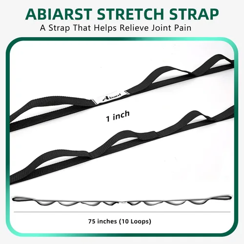 Miniatura 3 de Abiarst - Correa elástica para yoga para terapia física, banda elástica de 10 bucles no elástica para pilates, flexibilidad, ejercicio y gimnasia