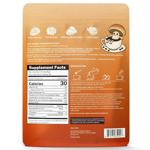 Miniatura 9 de Café de hongos de 60,000 mg – 13 hongos naturales mezcla de aceite MCT y vitaminas, café instantáneo Keto Arábica con Ashwagandha y L-teanina y más