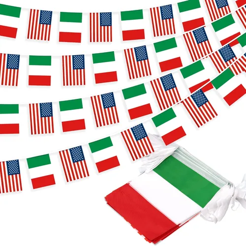Miniatura 9 de Banderín de bandera de amistad estadounidense y mexicana, mini banderas de Estados Unidos México, decoración nacional de país para escuela, fiesta