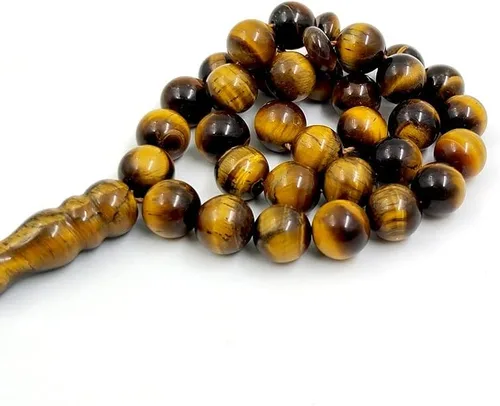 Miniatura 5 de ALBASHAN Tasbih - Cuentas de oración de ojo de tigre natural para hombre, Misbaha musulmana, 33, 45, 51, 66, 99, 100 cuentas de rosario profesional