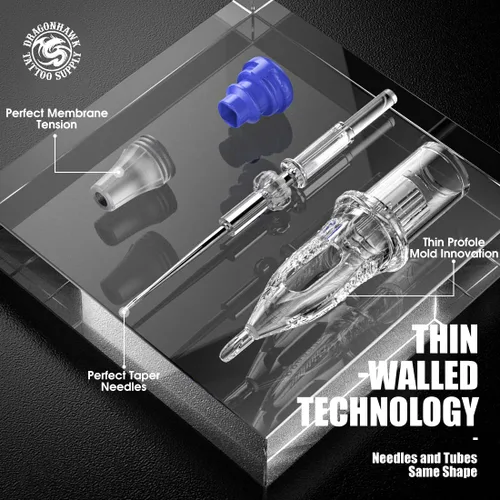 Miniatura 17 de Agujas de Tatuaje Extremas Dragonhawk - 20 PCS Cartuchos Desechables de Delineador Redondo 1207RL Agujas Profesionales para Trabajo de Delineado