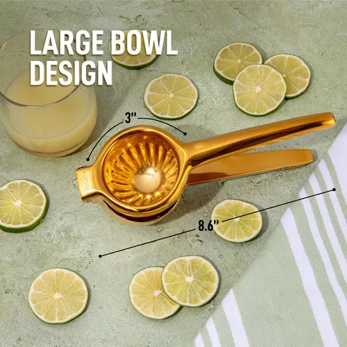 Miniatura 2 de Zulay Kitchen Exprimidor de Limón de Acero Inoxidable - Calidad Premium, Cuenco Exprimidor de Metal Sólido Resistente - Prensa Exprimidora Manual