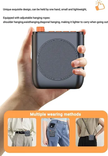 Miniatura 2 de Amplificador de voz inalámbrico con micrófono de solapa inalámbrico, megáfono de altavoz portátil con clip de solapa de doble solapa micrófono