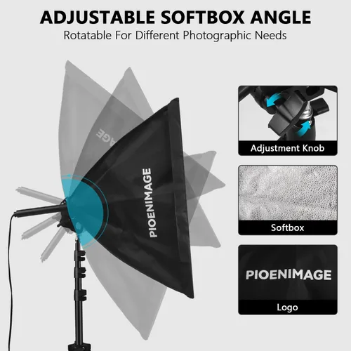 Miniatura 6 de Kit de iluminación Softbox, juego de iluminación de fotografía de caja suave con caja de luz de 17 x 17 pulgadas, trípode de iluminación plegable, 2
