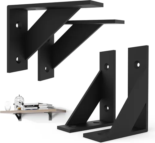 SOGAL Soporte de estante de 3 x 4 pulgadas, soportes de estante negros, soportes de estante pequeños, soportes angulares de soporte de estante para