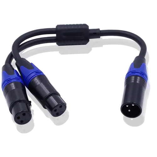 Miniatura 8 de Poyiccot XLR - Cable divisor de 1 hembra a 2 macho, cable divisor XLR Y de 3 pines, cable combinador en Y, adaptador de audio de micrófono