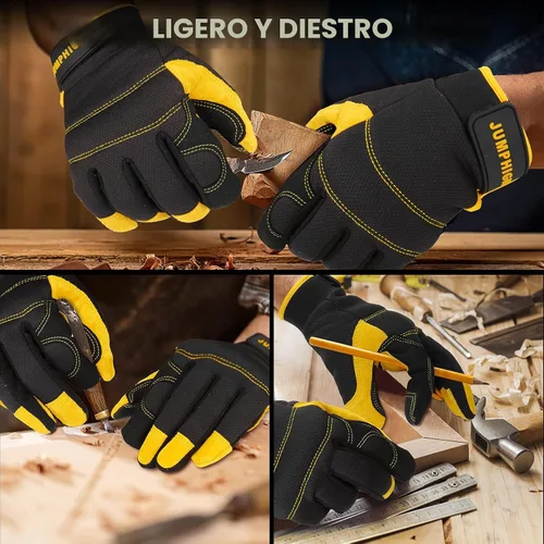 Miniatura 7 de Guantes de trabajo y seguridad para hombre, uso general, mecánica, para pantalla táctil, transpirables, ajuste flexible, acolchado en nudillos