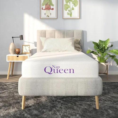 Miniatura 10 de NapQueen Colchón tamaño Twin de 6 pulgadas, colchón de espuma viscoelástica de carbón de bambú, cama en una caja, blanco