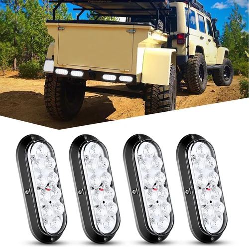 Miniatura 28 de Nilight Luz trasera LED ovalada de 6 pulgadas para remolque, roja, blanca y ámbar, 6 piezas, impermeable, parada, freno, señales de giro, reversa