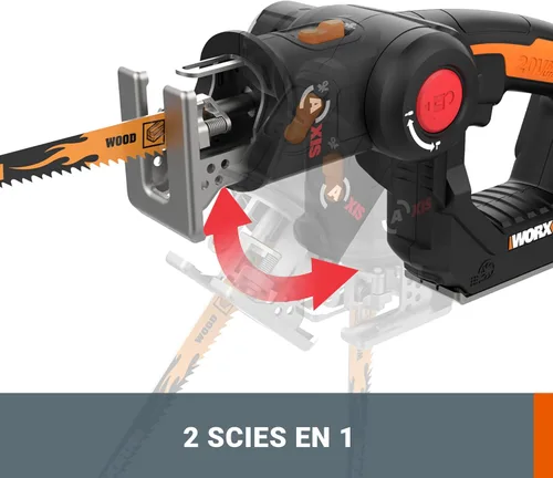 Miniatura 4 de WORX Sierra de sierra de calar y sable inalámbrica WX550 de 20 V, carrera de 0.787 in, hasta 5.000 in, multifunción, corte de madera, aluminio