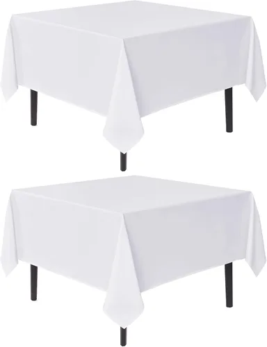 Miniatura 27 de Sancua Manteles cuadrados pequeños de 36x36 pulgadas - Mantel beige para mesas cuadradas o redondas, mantel de poliéster lavable para mesas