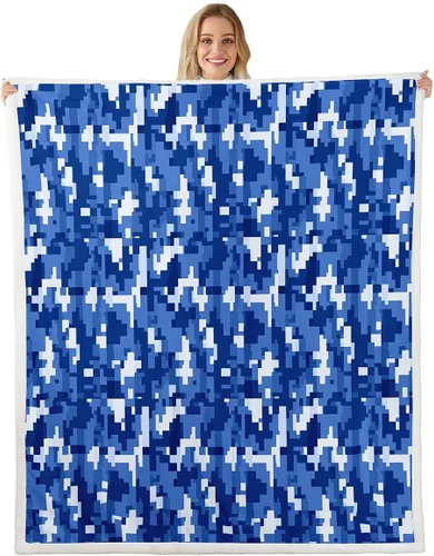 Miniatura 13 de Manfei Miner Style Grid Throw Blanket Green Pixel Shade Plaid Fleece Blanket Modern Geometric Games Cozy Throws for Bed Couch Sofa,Kids Boys Girls