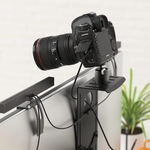 Miniatura 9 de HumanCentric Montura para Monitor DSLR Pequeña, Montaje de Cámara de Escritorio, Luz para Webcam, Estante para Micrófono para Brazo VESA de Monitor