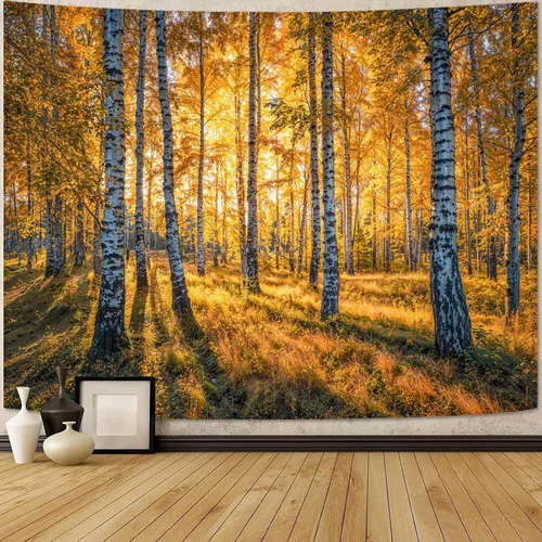 Miniatura 26 de Zussun Tapiz de Bosque Natural de Montaña Tapiz Verde de Pino Luz Solar Selva para Dormitorio Estético Planta Paisaje de Montaña Tapices Pequeños