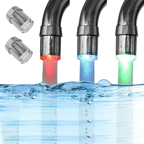 Miniatura 7 de Luz LED de grifo de agua con gradiente sensible a la temperatura de 3 colores - Grifo que cambia de color para cocina y baño Grifo LED