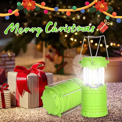 Miniatura 8 de Paquete de 2 mini linternas LED verdes para acampar, luces portátiles para acampar, lámparas con mango al aire libre, luces de emergencia esenciales