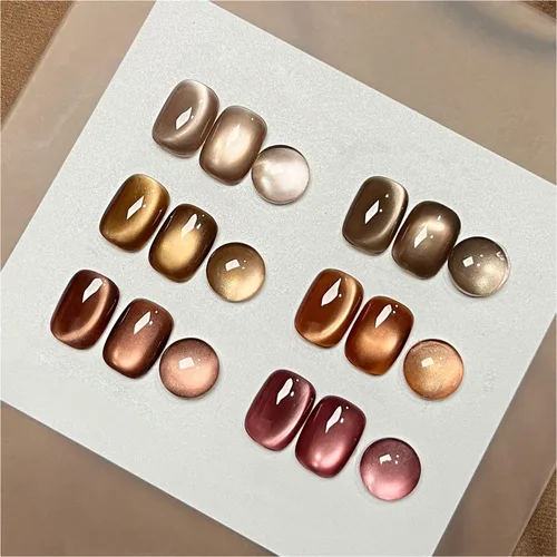 Miniatura 25 de GAOY Juego de esmaltes de uñas de gel con purpurina de ojo de gato con imán y galaxia colorida para ojos de gato holográficos, manicura de gel