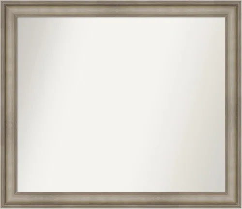 Miniatura 156 de Amanti Art Espejo de baño plateado para sobre el fregadero, 26 x 26 pulgadas, espejo cuadrado de plata antigua, marco de madera tradicional mediano