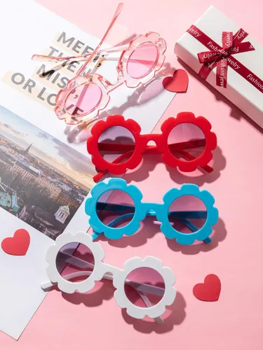 Miniatura 5 de Weewooday 8 lentes de sol de flores para niños, lindos lentes redondos para bebé, lentes con forma de flor para niños y niñas, accesorios de fiesta