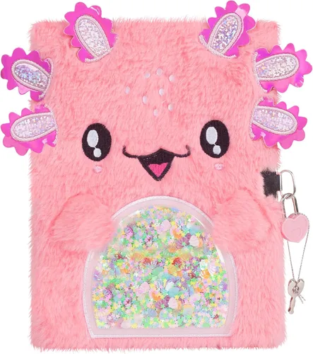 Diario de ajolote para niñas con cerradura, juguetes de ajolote de felpa, regalo para niñas adolescentes, cuaderno de escritura para niños, regalos