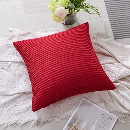 Miniatura 212 de Artscope Fundas de Almohada de Pana a Rayas Acogedoras Súper Suaves Decorativas Cuadradas Fundas de Cojín para Sofá Sillón Dormitorio Decoración