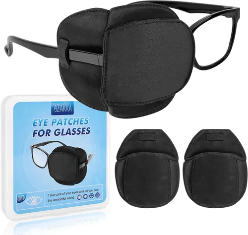 eZAKKA Parches para ojos para adultos y niños, para ojo izquierdo y derecho, 2 piezas de parches médicos para anteojos de seda para ojos perezosos,