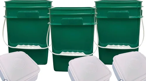 Miniatura 8 de House Naturals Cubo cuadrado de grado alimenticio de 4 galones con asas de plástico y tapa (paquete de 3) contenedores fabricados en Estados Unidos