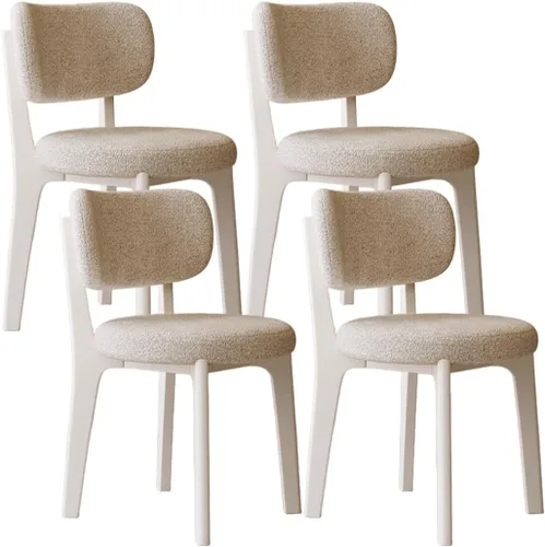 Miniatura 30 de YVYKFZD Solid Wood Dining Chairs, Fabric Dining Room Chair Set of 2/4/6, Upholstered Kitchen Chairs with Curved Backrest, Armless Living Room Chair