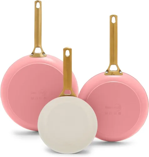 Miniatura 7 de GreenPan Juego de sartenes de 3 piezas de 8, 10 y 12 pulgadas, cerámica anodizada dura, antiadherente, sin PFOA ni PFAS, asas de acero inoxidable