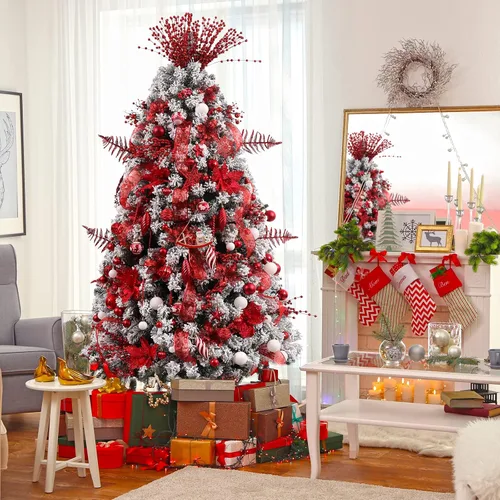 Miniatura 6 de Juego de 100 adornos de bolas navideñas - Surtido de adornos colgantes irrompibles para árbol con paquete de regalo reutilizable portátil para árbol
