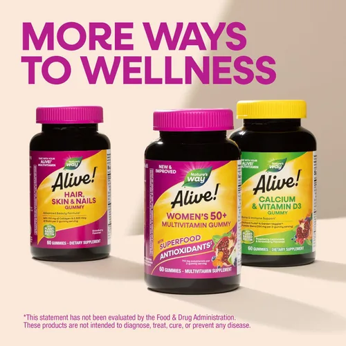 Miniatura 7 de Nature's Way Alive! Suplemento multivitamínico completo, para mujeres de más de 50 años, 60 gominolas