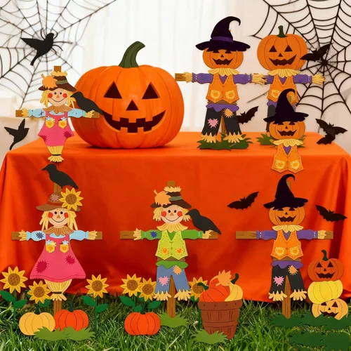 Miniatura 5 de GLOBLELAND Troqueles de espantapájaros de Halloween, corte de girasol y cuervos, troqueles de calabaza para bricolaje álbumes de recortes, día