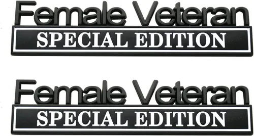 Miniatura 7 de 2 emblemas de automóvil de edición especial para veterana femenina, 3D, para exteriores, camiones, calcomanías para guardabarros (negro/rojo)