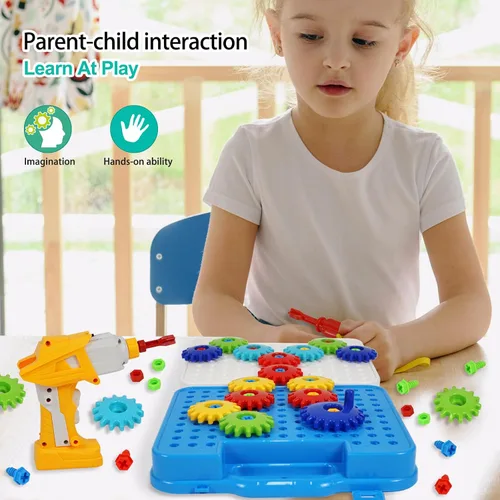 Miniatura 5 de Juguetes de engranajes para niños de 4 a 8 años, juguetes educativos de construcción STEM, juego de juguetes de construcción para niños y niñas