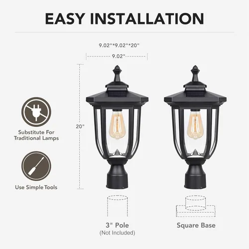 Miniatura 4 de ST4322Q1 - Luz solar para poste al aire libre, lámpara solar de anochecer a amanecer, luz de poste de aluminio impermeable con montaje en muelle