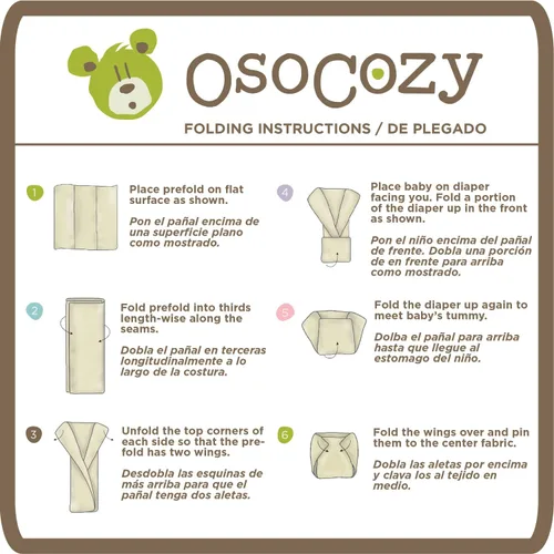 Miniatura 4 de OsoCozy Paquete de pañales de tela preplegados económicos: 3 docenas de pañales preplegados 100% algodón sin blanquear y 4 fundas de pañales