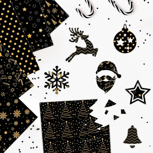 Miniatura 3 de MIAHART Juego de 45 hojas de papel con patrón de Feliz Navidad, 10 diseños, papel decorativo festivo para manualidades de doble cara para hacer