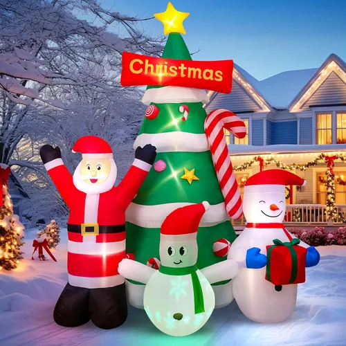 Miniatura 10 de Max Fun - Decoración inflable de Navidad de 2.9 m, Papá Noel en trineo con luces LED integradas, para uso en interiores y exteriores, jardín, césped