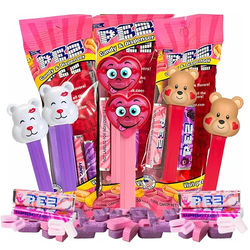 Dispensadores de dulces para el día de San Valentín, juego de 3 regalos con rollos de repuesto surtidos, personajes de edición limitada, bonitos