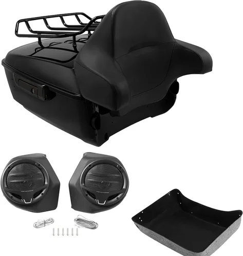 Miniatura 28 de TCMT King - Caja para maletero de motocicleta, almohadilla para respaldo, portaequipajes, altavoces, luces laterales, luz trasera para Harley