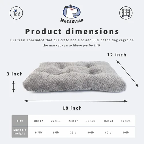 Miniatura 2 de Cama Lavable para Jaula de Perro de 18 Pulgadas Pequeña Antideslizante Impermeable Cálida Acogedora Suave para Mascotas Cachorros, Almohadas