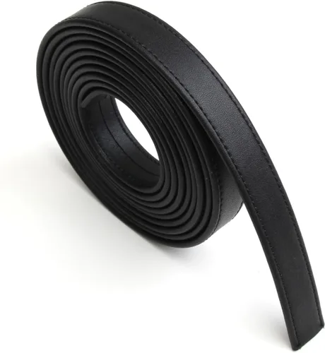 Miniatura 7 de lalatia Correas de cuero sintético cosidas para manualidades, tiras de cuero con costuras de 1/2 pulgada de ancho, 2 yardas de largo, color negro