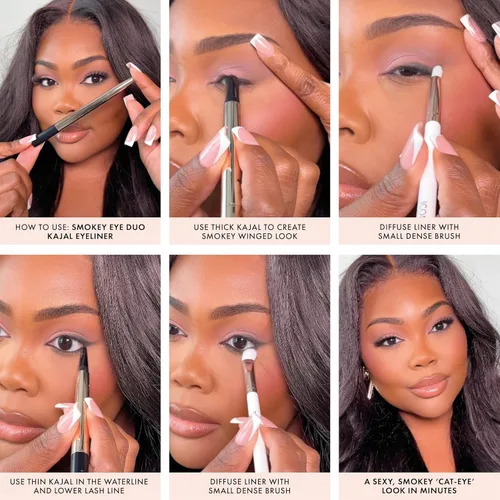 Miniatura 4 de ICONIC LONDON Smokey Eye Duo Delineador de ojos Cremoso, fácil de mezclar, lápiz delineador de ojos 2 en 1, resistente al agua, libre de crueldad