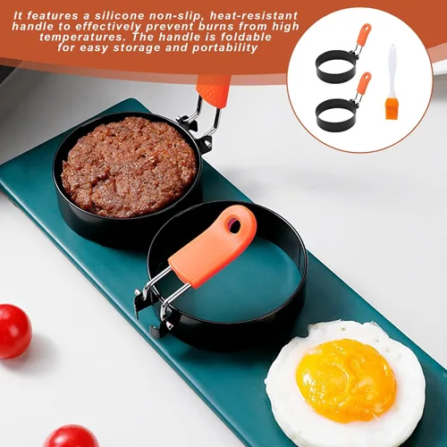 Miniatura 4 de Anillos de huevo de 3.5 pulgadas para freír huevos, con silicona, molde redondo para magdalenas inglesas, molde para panqueques, para acampar