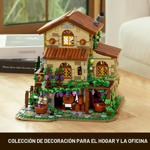 Miniatura 8 de INSOON Winery Chateau - Juego de construcción de casa con luces, modelo de construcción de castillo de viñedo, decoración del hogar, 1826 piezas