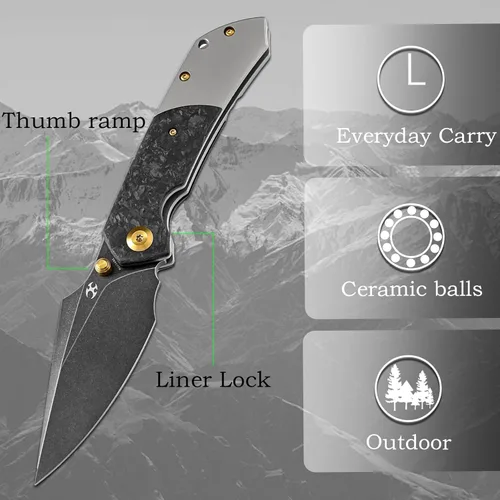 Miniatura 7 de KANSEPT Fenrir - Cuchillos plegables de bolsillo para hombres y mujeres EDC cuchillos plegables de campamento de 3.48 pulgadas CPM-S35VN hoja